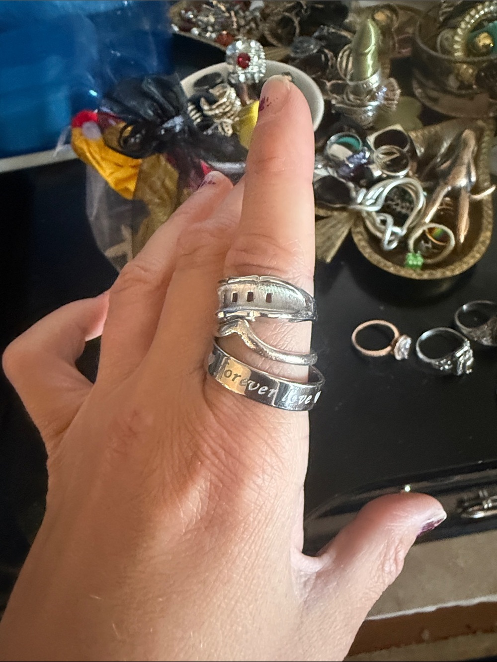 Set of Three Silver Rings - Picture 2 of 2